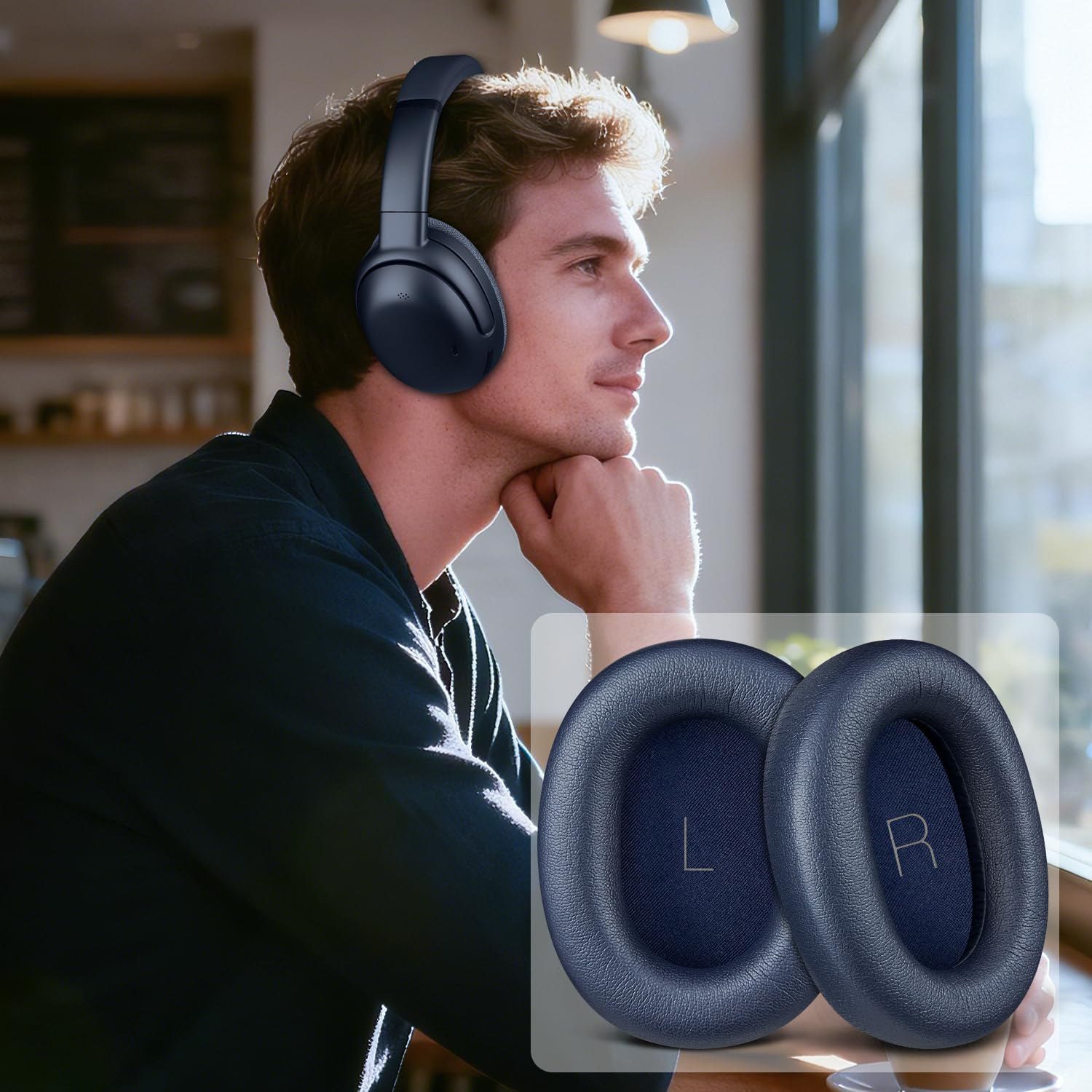 Set 2 bureti PadForce® pentru casti JBL Tour One M3 - Spuma cu memorie - Albastru